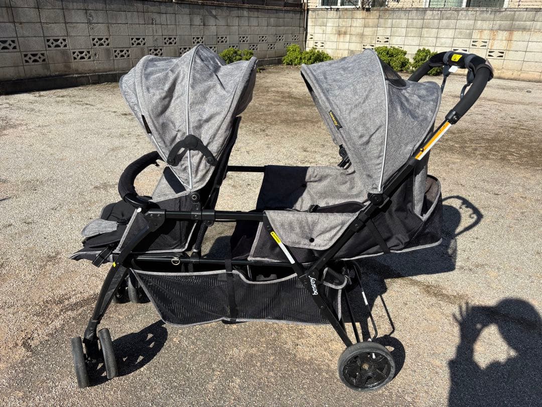 【期間限定価格】besrey 2人乗りベビーカー　グレー