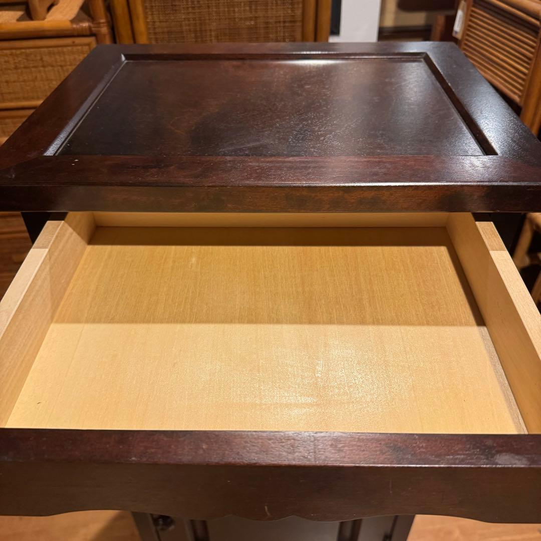 北海道民芸家具 カバ無垢材 ヴィンテージ 電話台 サイドテーブル 飾り台 花台