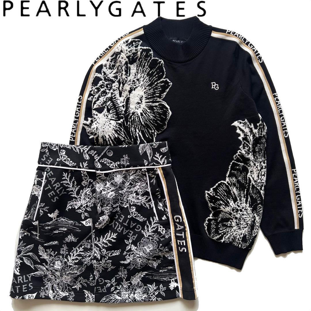 Pearlygates パーリーゲイツ　花柄　セットアップ　ゴルフ　ブラック　黒