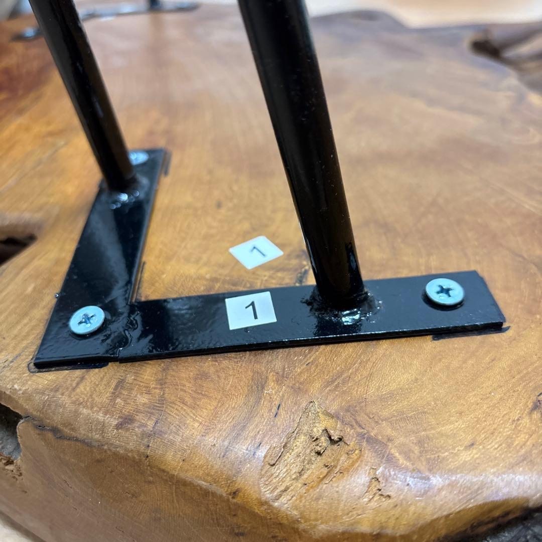 無垢材 自然木テーブル スチール脚 約95cm