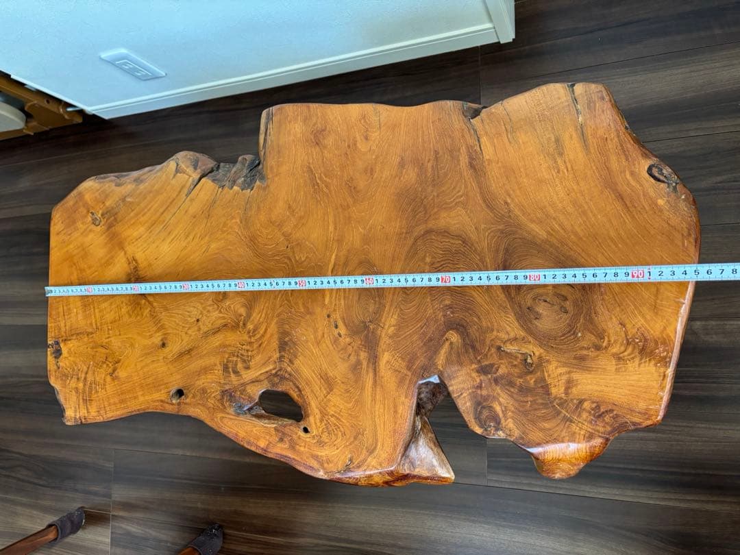 無垢材 自然木テーブル スチール脚 約95cm