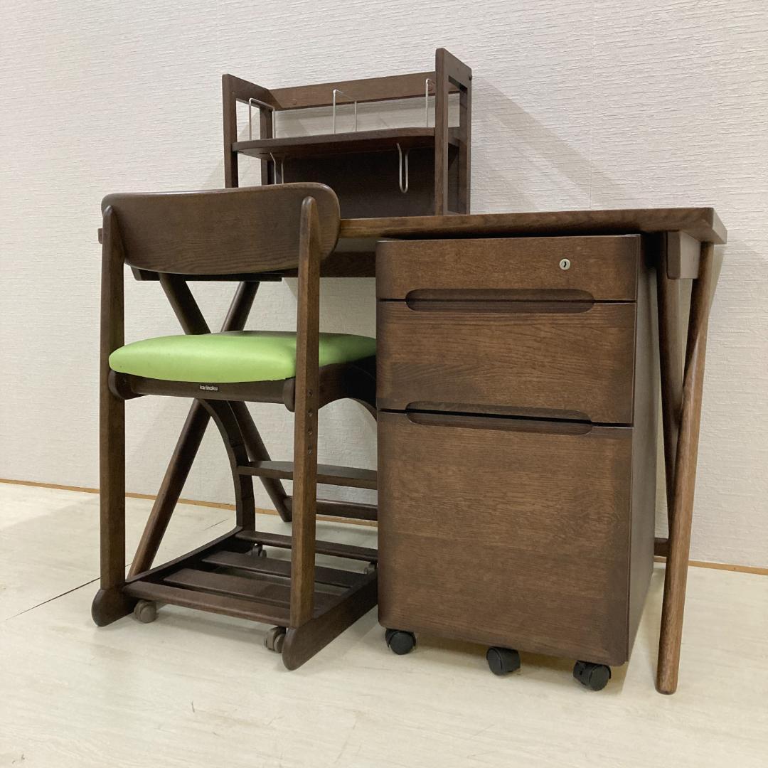【カリモク】学習机　デスクセット　デスク　ワゴン　椅子　上置き