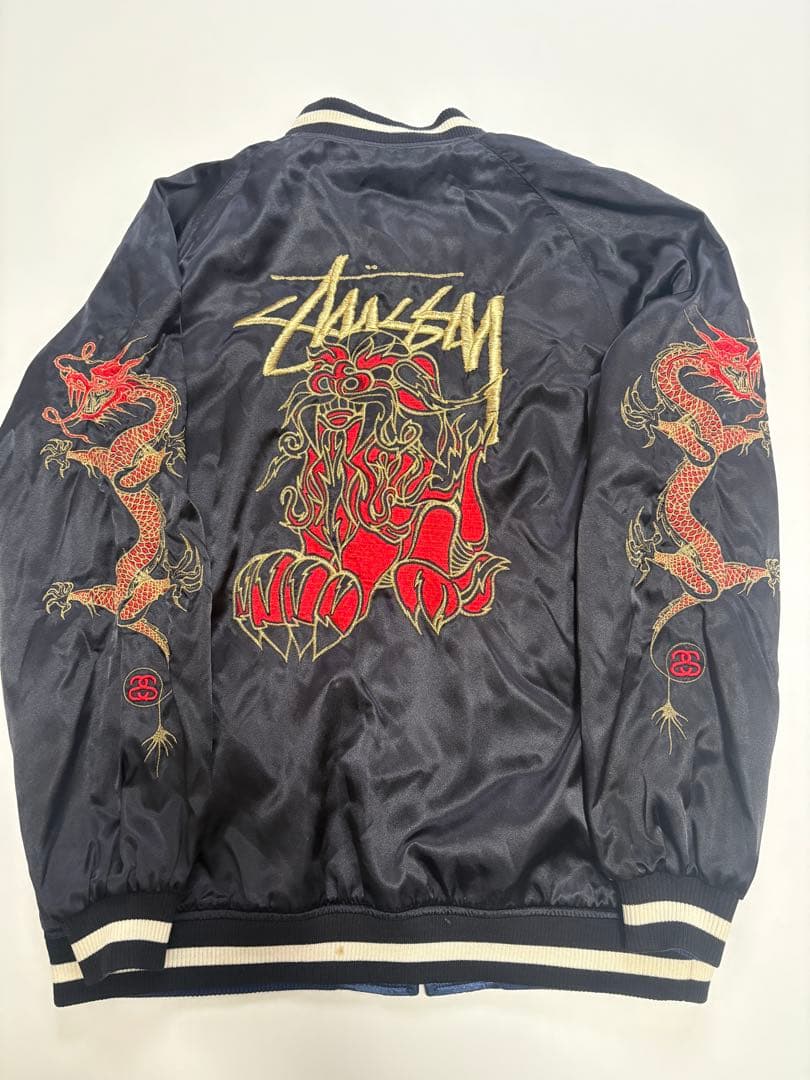 Stussy スカジャン ブラック ドラゴン刺繍