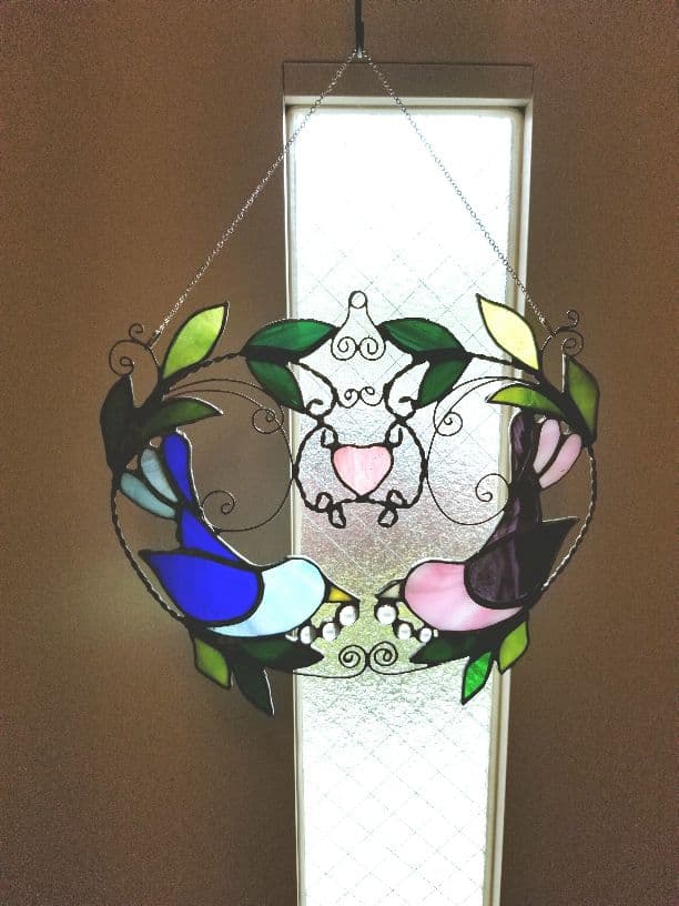 ご予約可　ステンドグラス製　ツインバードのサンキャッチャー