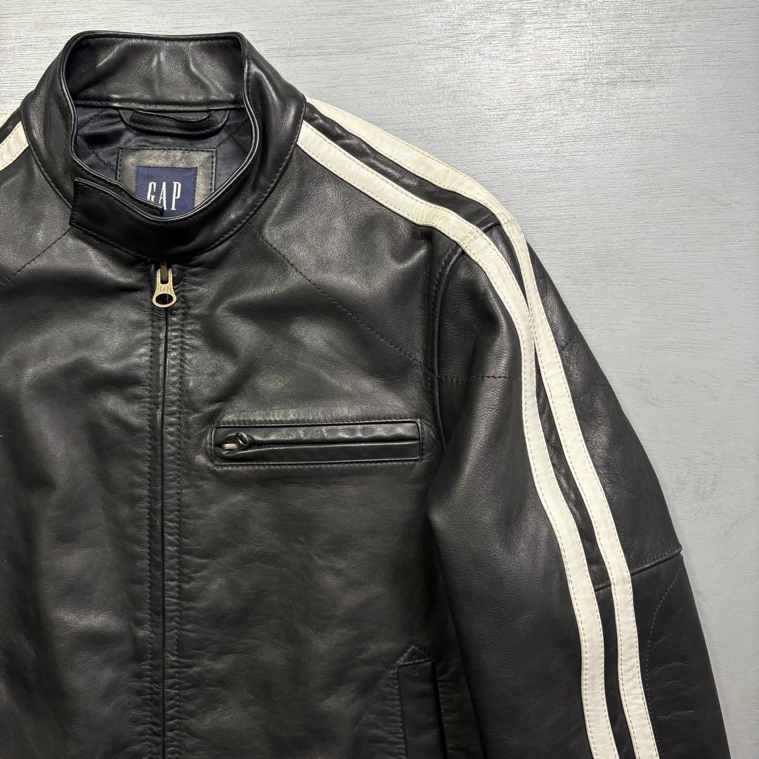 old GAP レザージャケット　本革オールレザー　バイカー　短丈　牛革　S