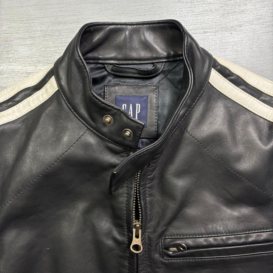 old GAP レザージャケット　本革オールレザー　バイカー　短丈　牛革　S