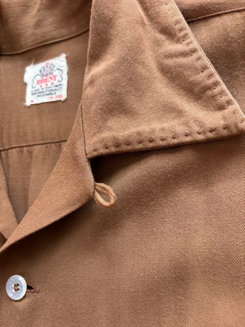 50s Brent オープンカラー レーヨン ギャバジン シャツ