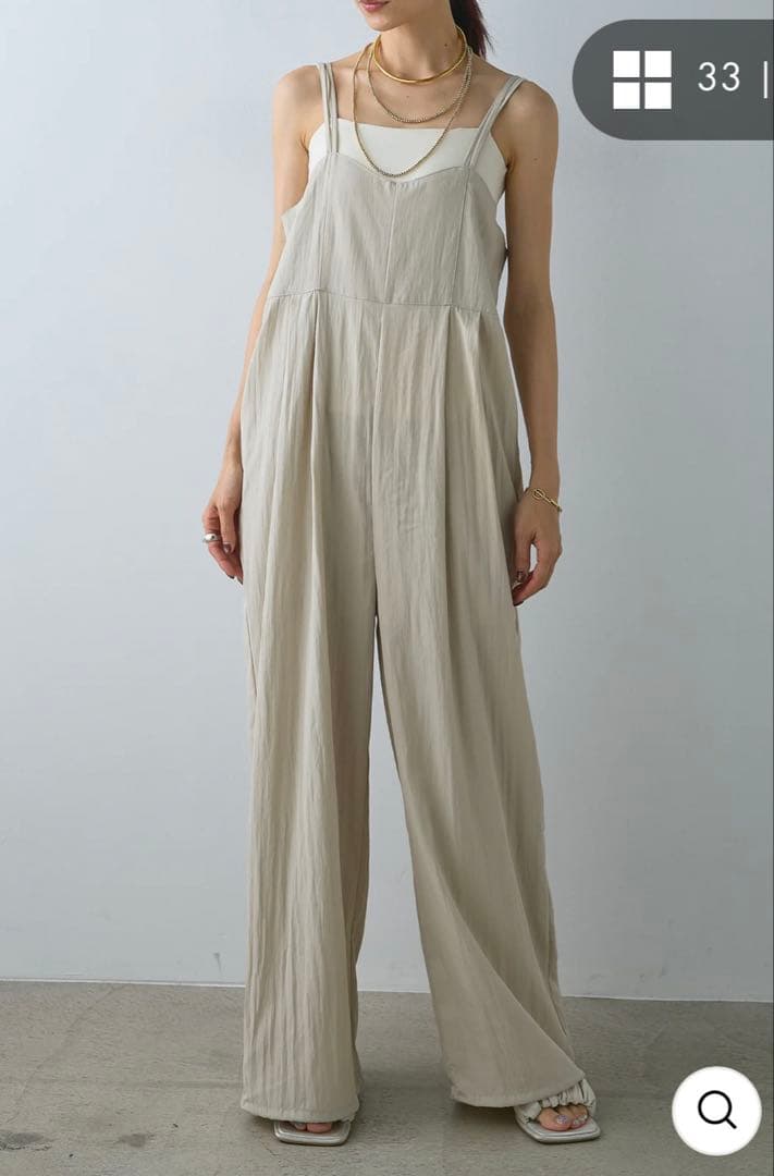 【esica】リネンライク半袖ダブルジャケット+リネンライクビスチェ風サロペット