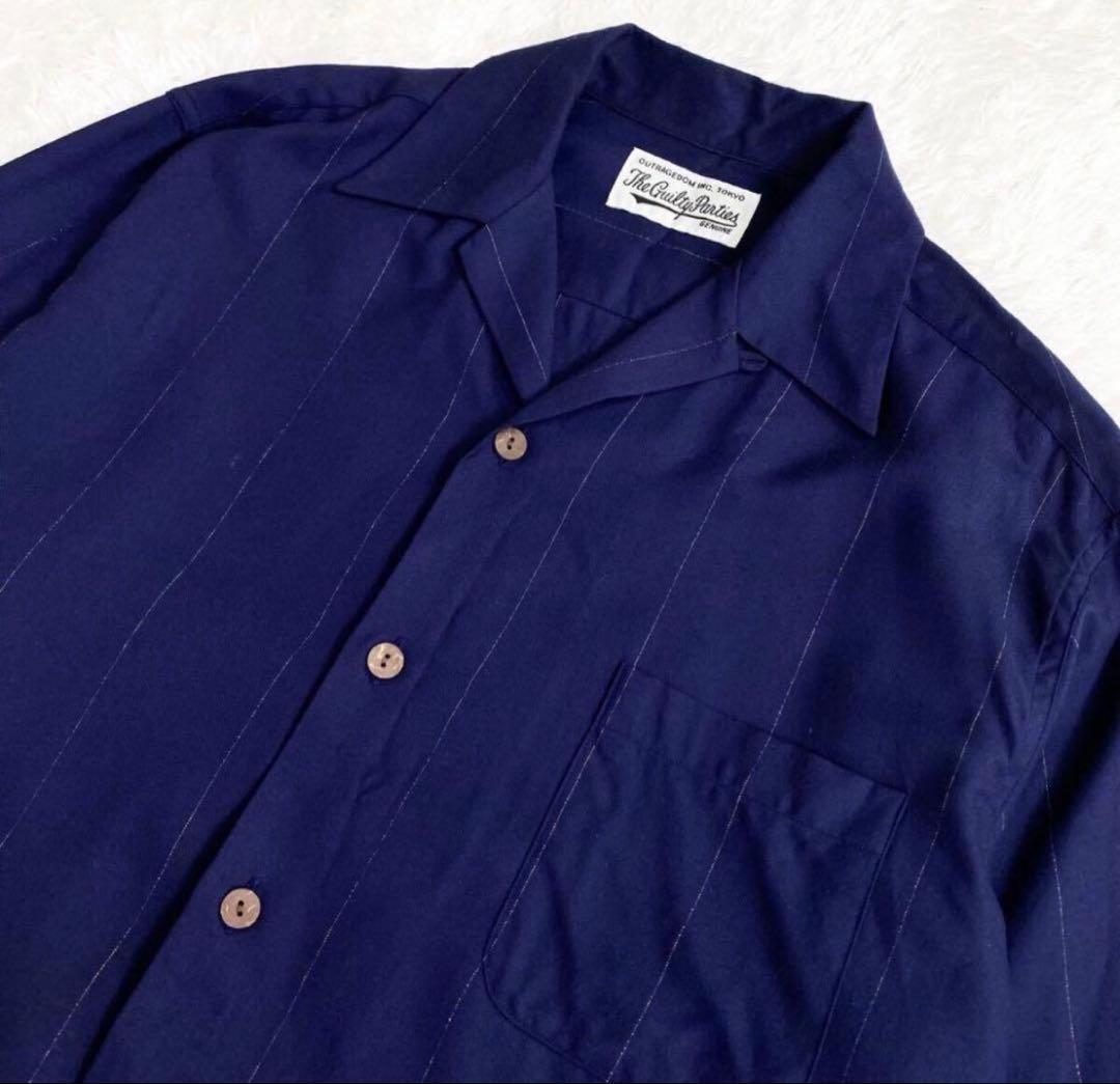 23 WACKO MARIA ワコマリア ハワイアンシャツ アロハシャツ 紺 L