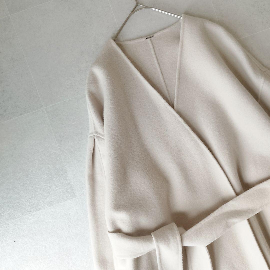 春カラー ミラオーウェン 袖ボリューム接結ノーカラーコート ふっくら袖