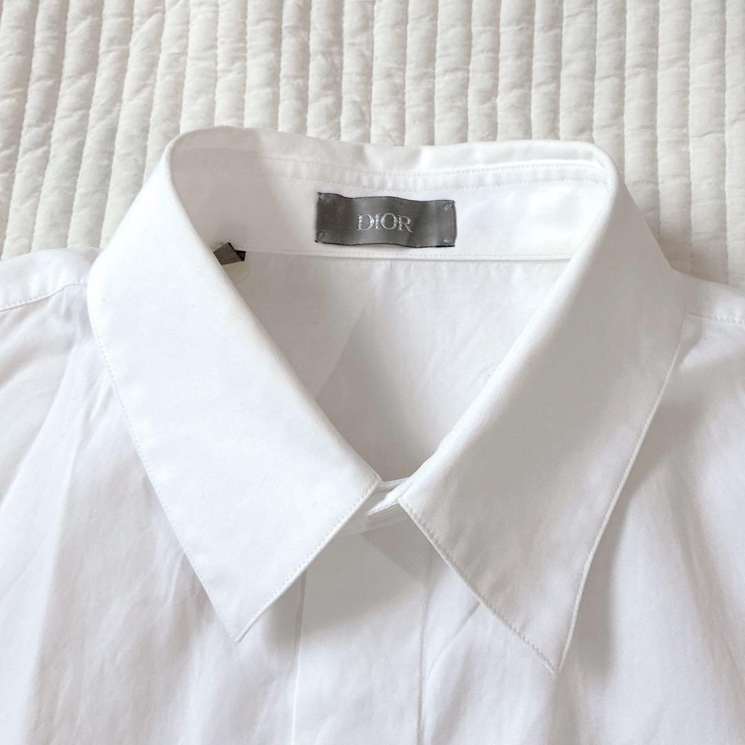 希少 Dior ドレスシャツ アトリエロゴ 刺繍 ホワイト 40 M 長袖シャツ