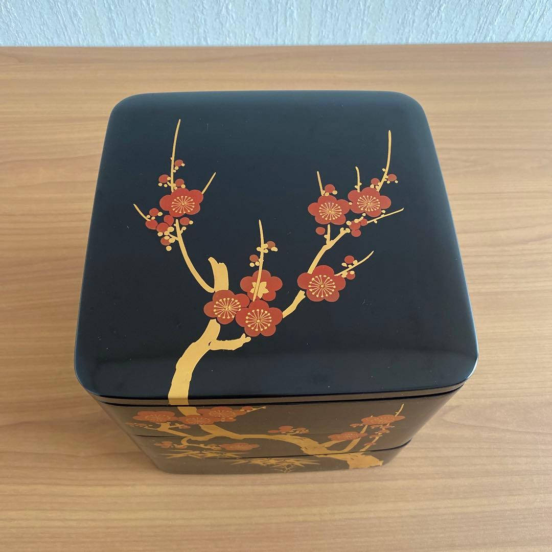 漆 三段重 黒 梅台松竹梅