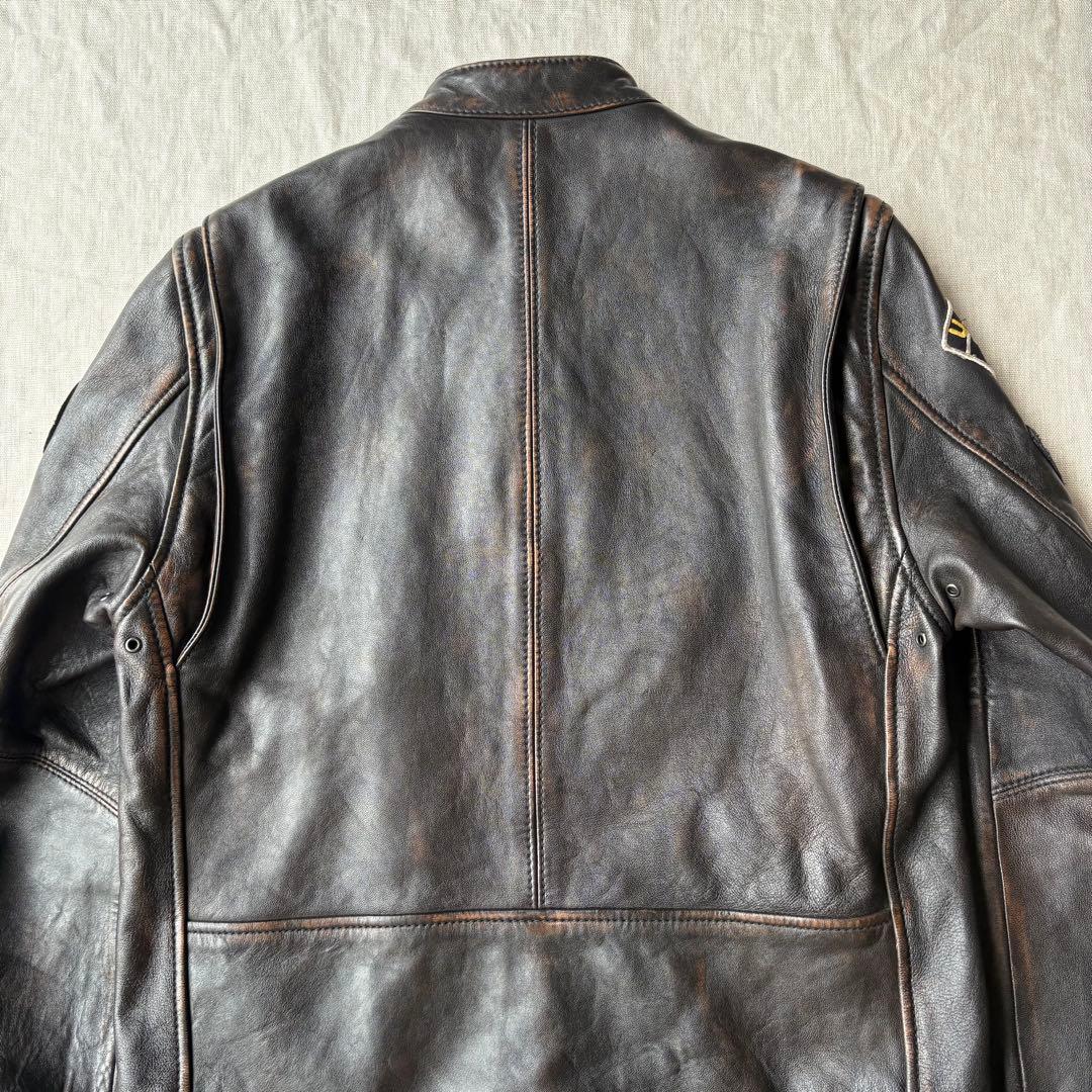 AVIREX エイジド スタンド シングルライダース　カスタム 羊革 茶芯 M
