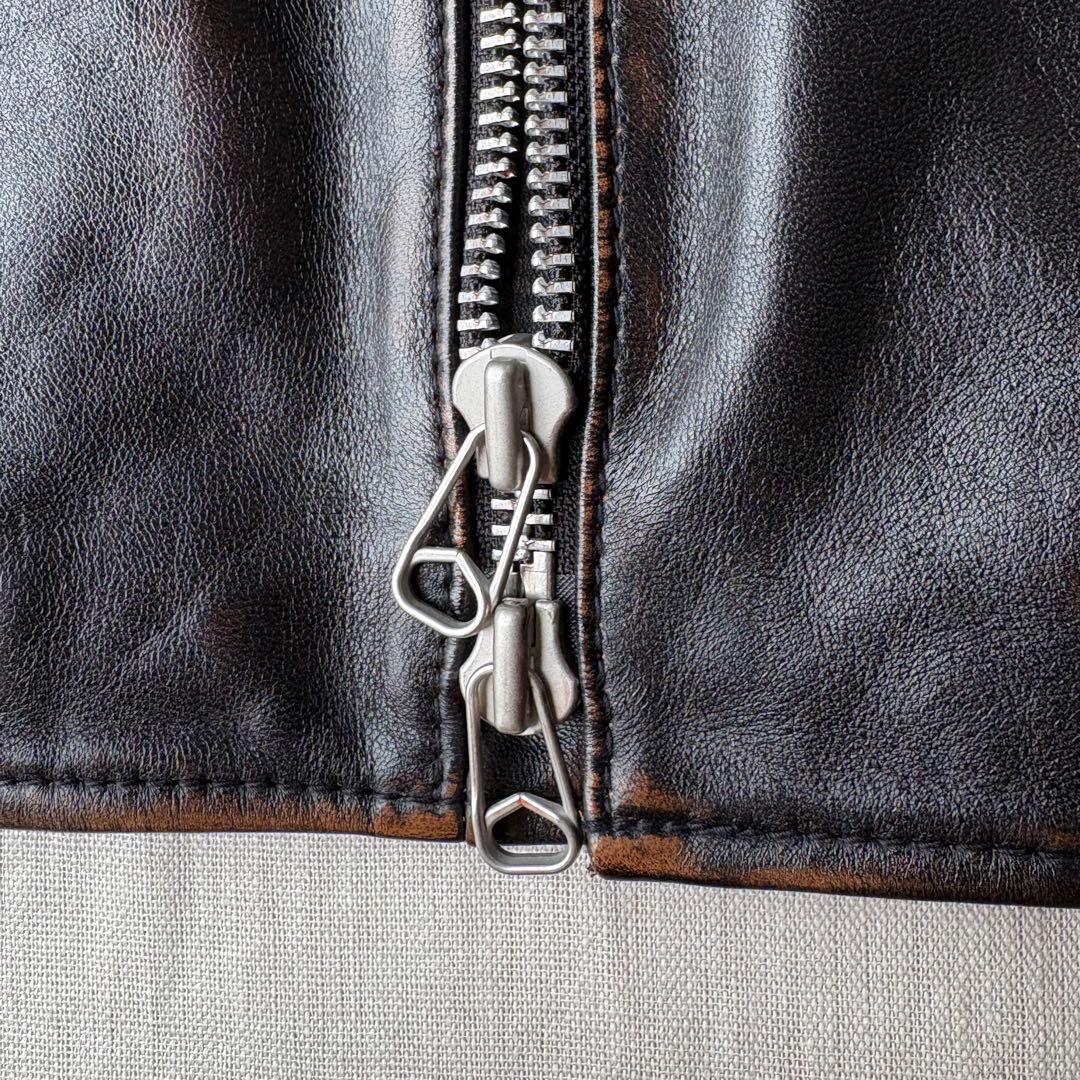 AVIREX エイジド スタンド シングルライダース　カスタム 羊革 茶芯 M