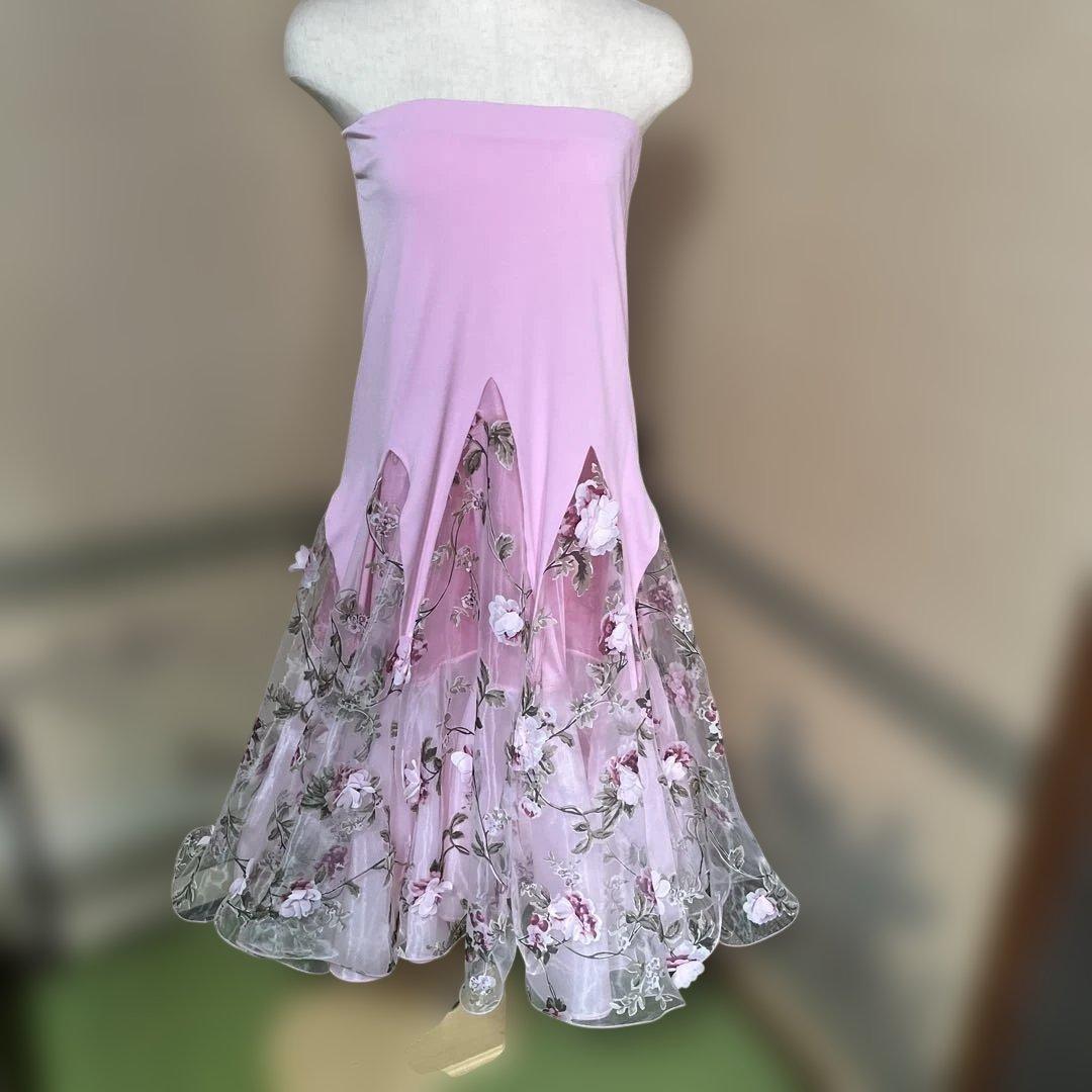 create-sun 可愛く　華やか　エレガント ピンク フラワー　ドレス