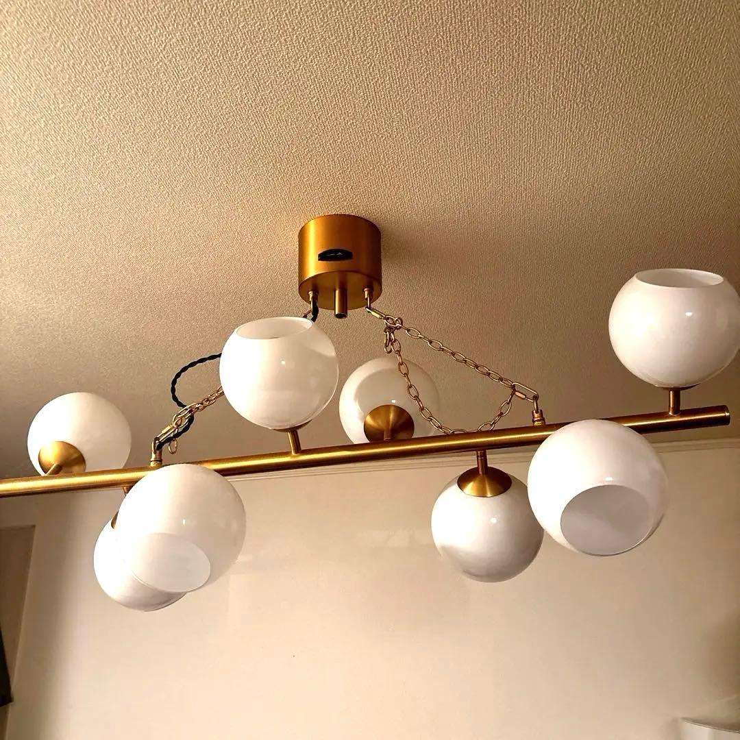 訳あり新品★ハモサ　モダンシャンデリア ホワイト ゴールド 6灯