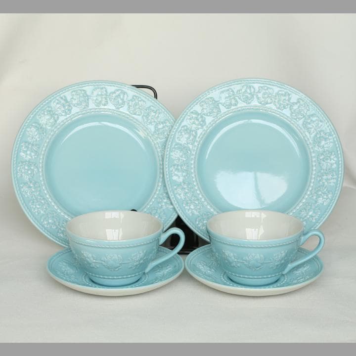  ウェッジウッド 青 クィーンズウェア トリオ 2客 ペア