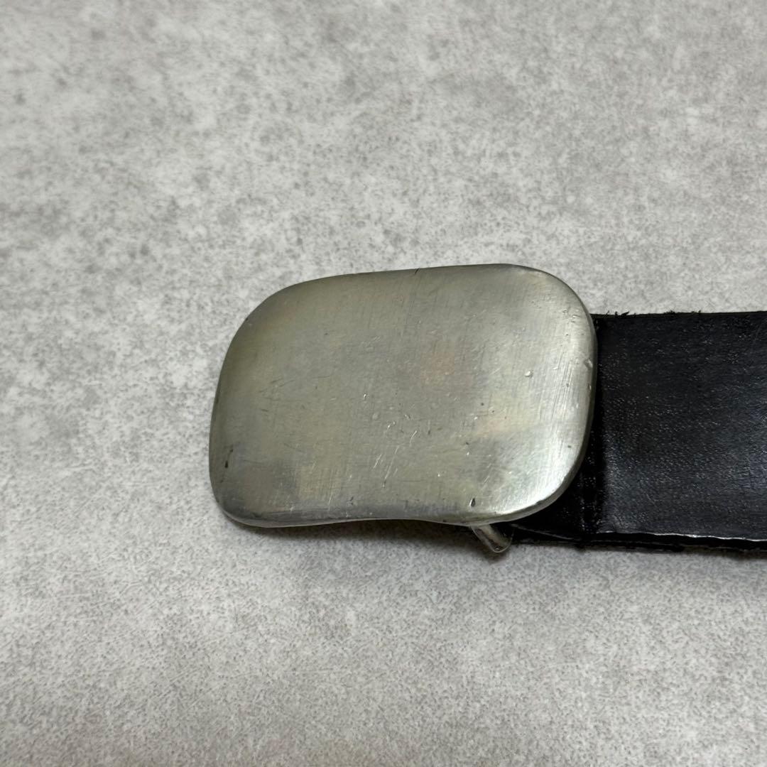 【ナイジェルケーボン】ベルト　ブライドルレザー　シルバーバックル　ブラック