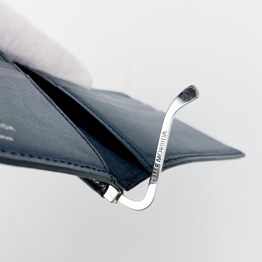 ✨美品✨ペッレモルビダ　マネークリップ　折り財布　日本製　ネイビー