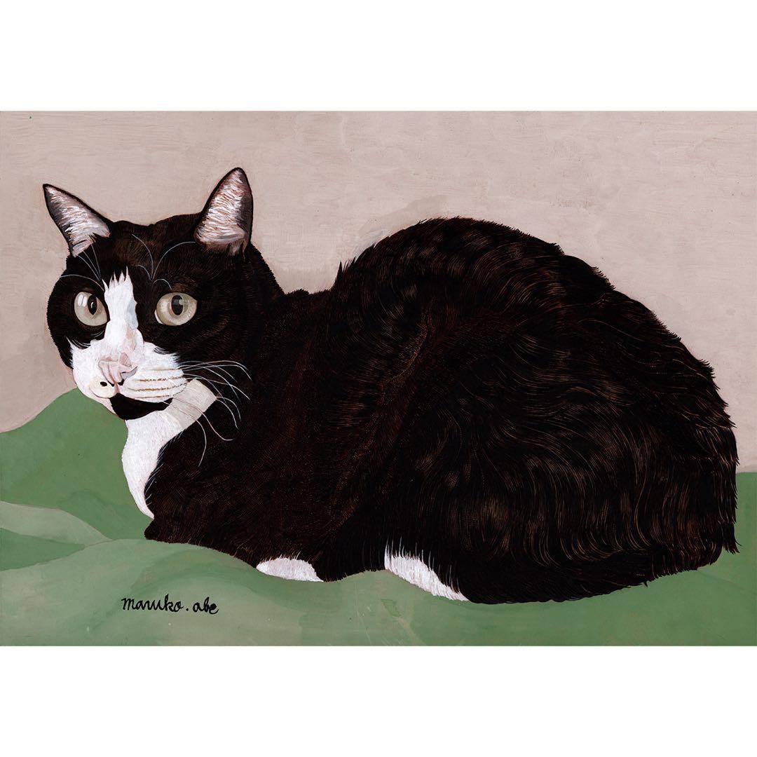 《送料無料》原画「ウメ13」猫イラスト 水彩画