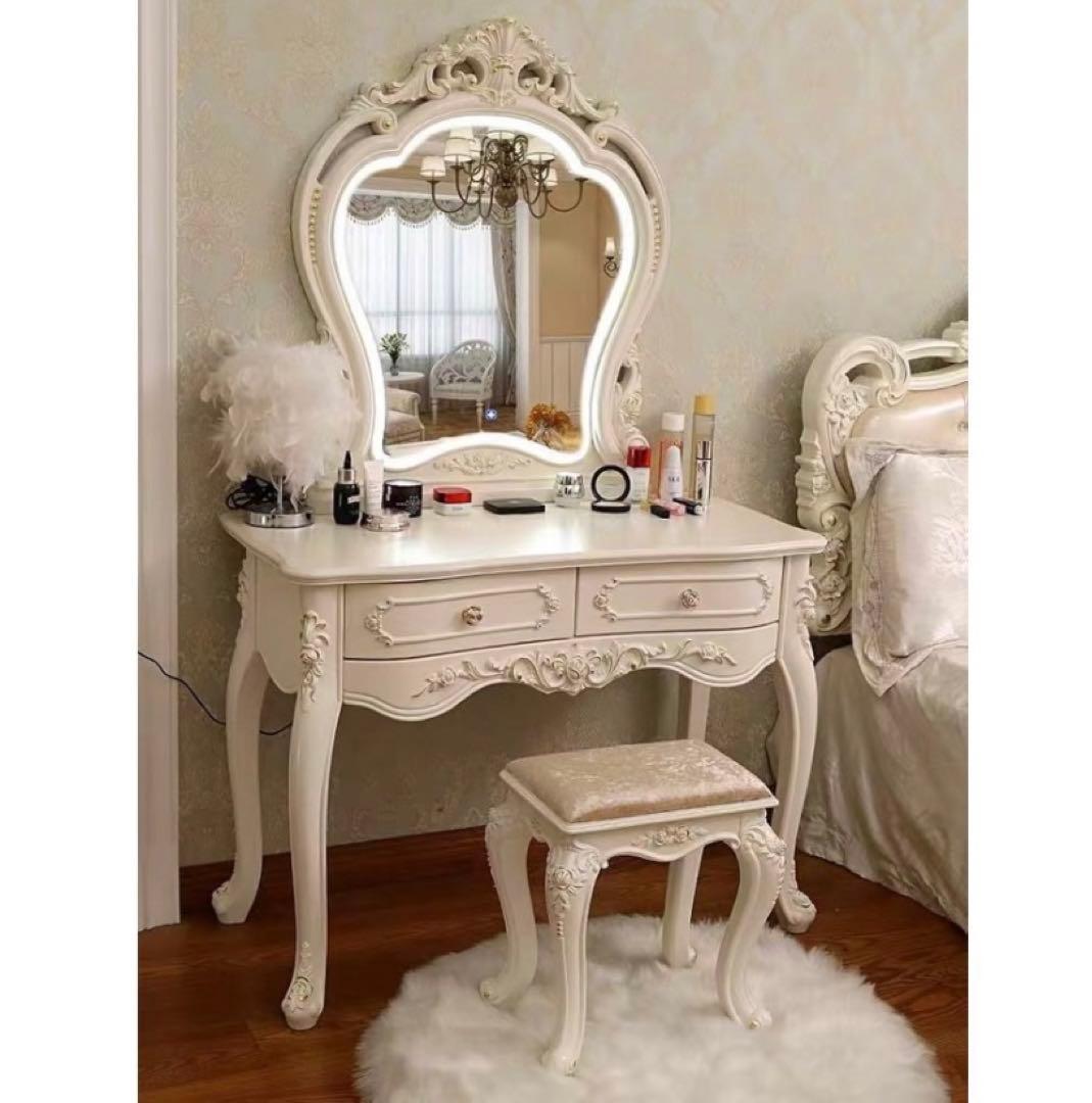 即日発送可能　80cm 大人気　北欧風ドレッサースツールライト セット