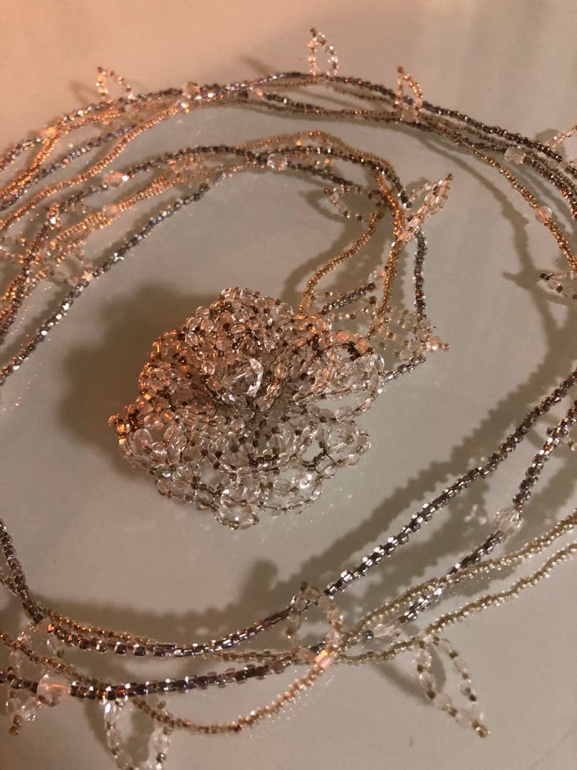 美品　ガラスビーズロングネックレス　作家