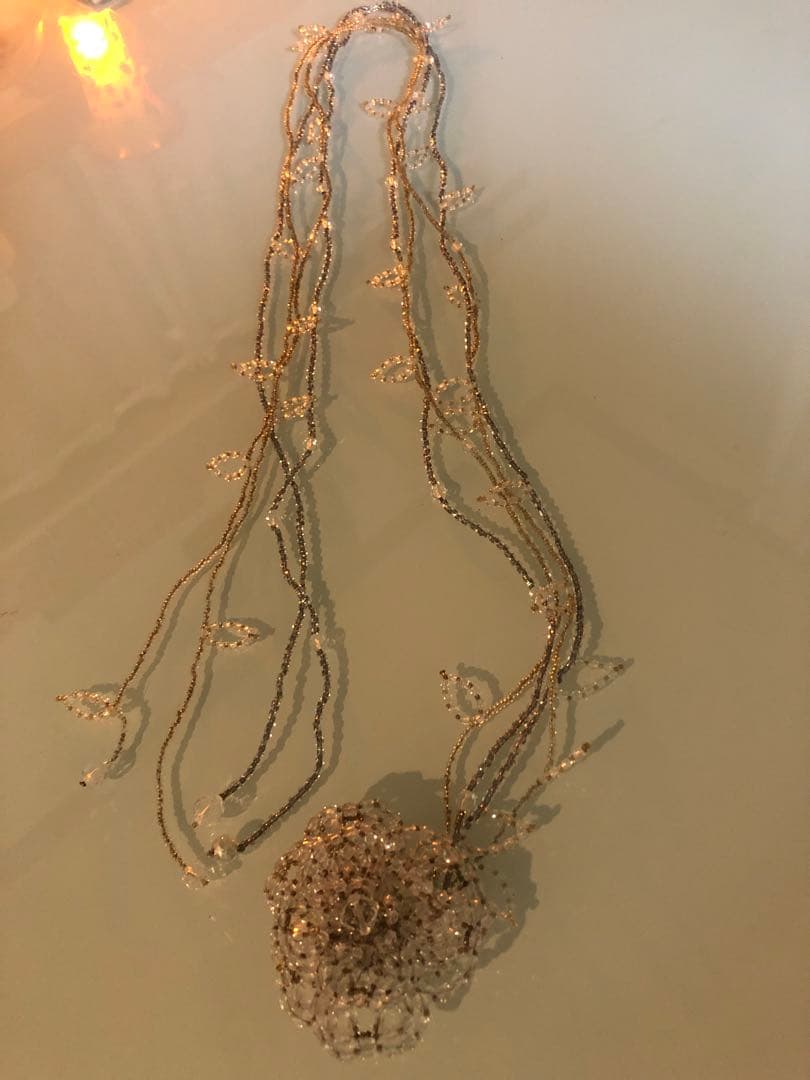 美品　ガラスビーズロングネックレス　作家