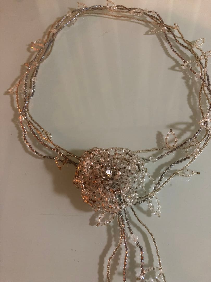 美品　ガラスビーズロングネックレス　作家