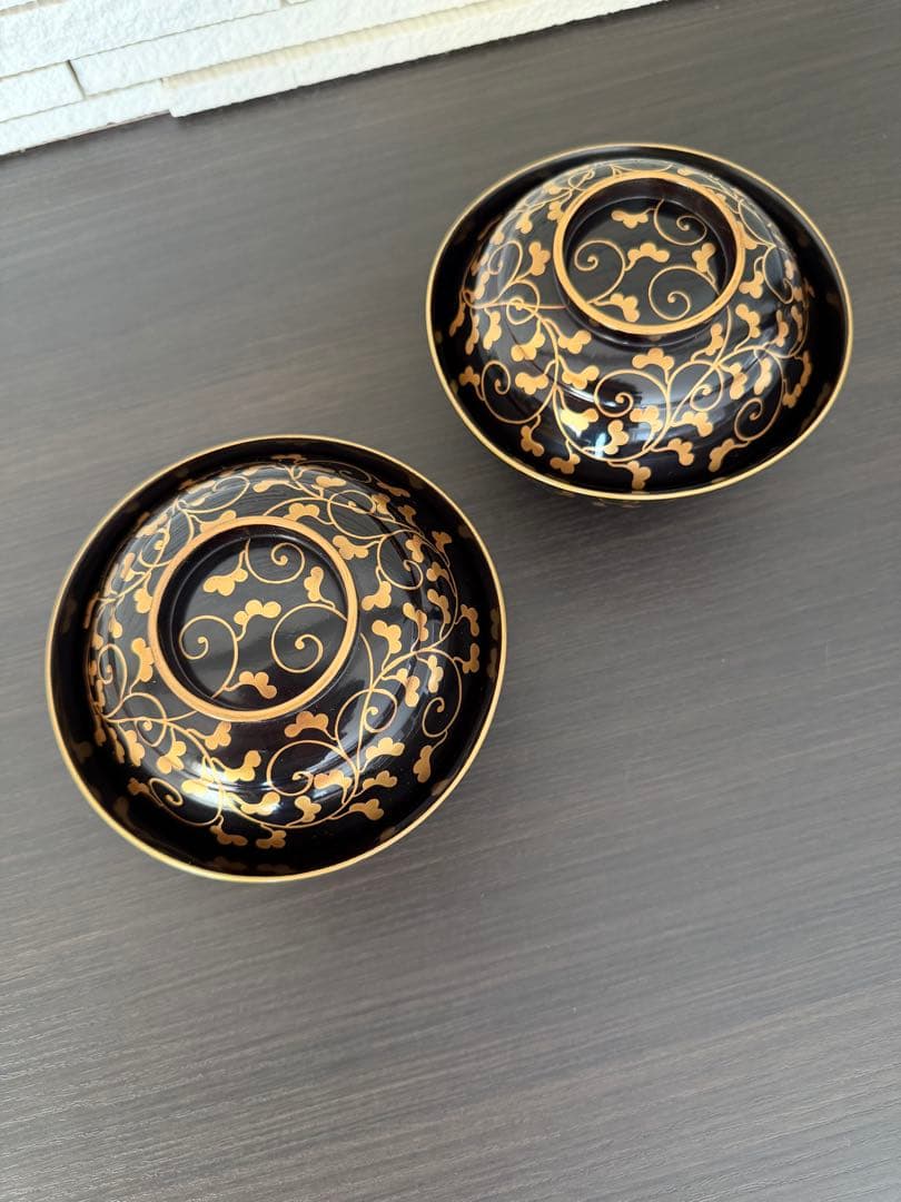 明治時代 モダンな蒔絵のお椀　二客