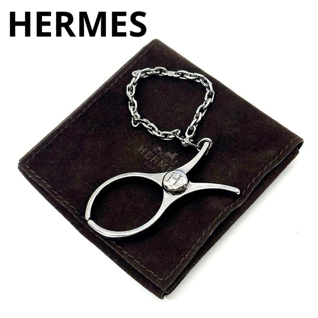 【美品】エルメス グローブ 手袋ホルダー フィルー ガンメタシルバー 3M25