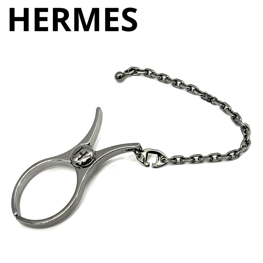 【美品】エルメス グローブ 手袋ホルダー フィルー ガンメタシルバー 3M25