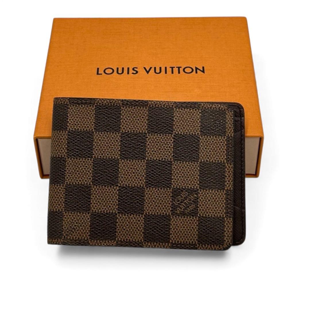 【美品】ルイヴィトン 二つ折り財布 ポルトフォイユ・ミュルティプル ダミエエベヌ