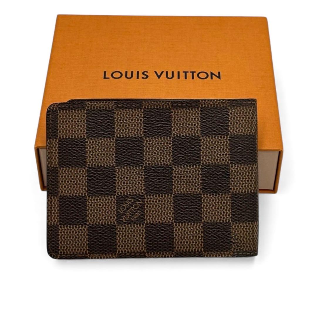 【美品】ルイヴィトン 二つ折り財布 ポルトフォイユ・ミュルティプル ダミエエベヌ