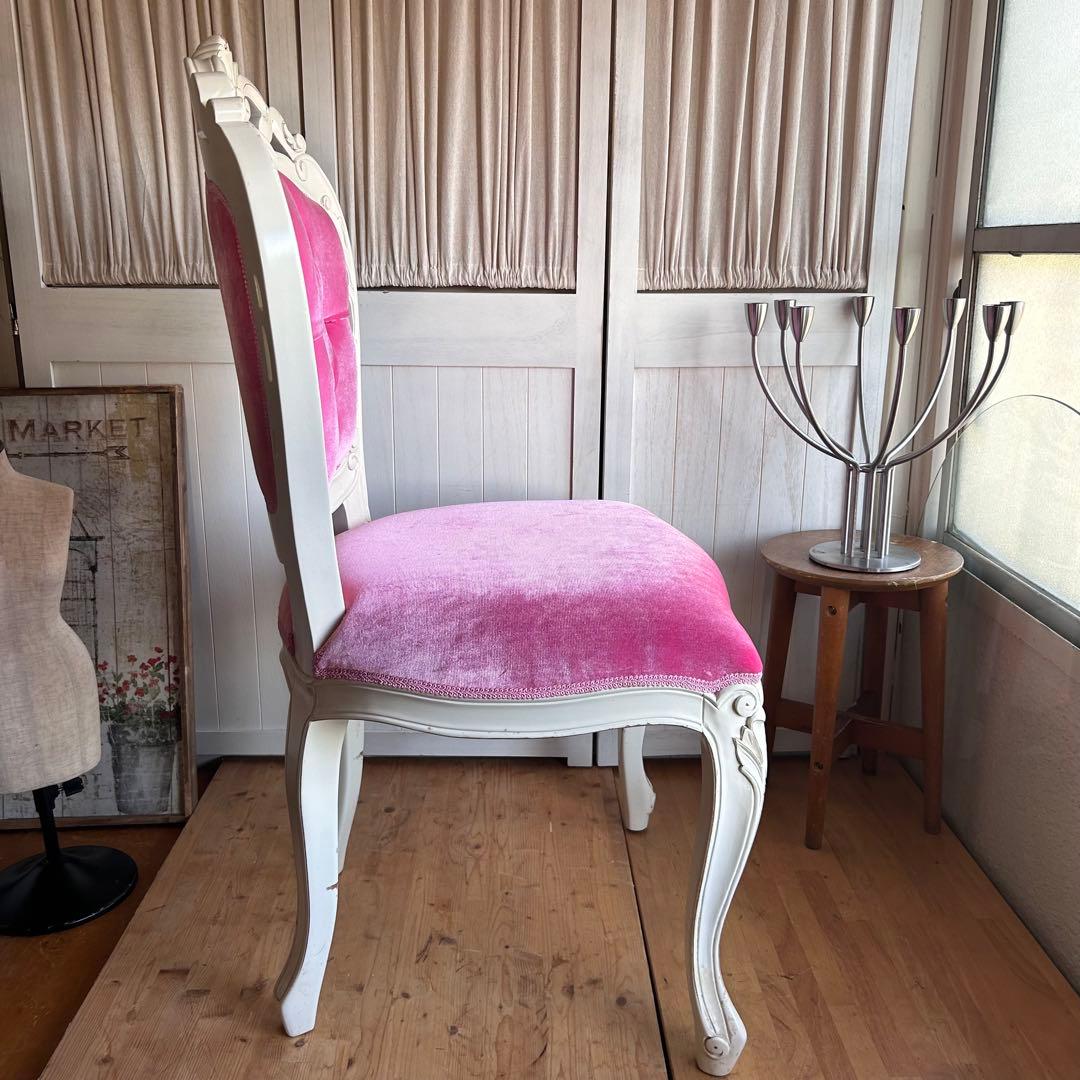 ロココ調　椅子　プリンセス　姫　ダイニングチェアB　ピンク　アンティーク