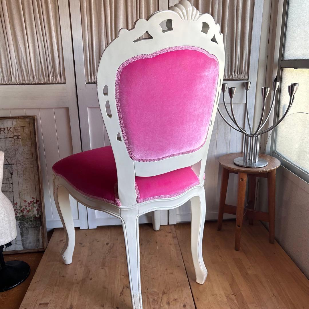 ロココ調　椅子　プリンセス　姫　ダイニングチェアB　ピンク　アンティーク