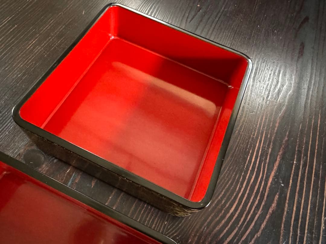 輪島塗（重要無形文化財）沈金 花詰文 二段重