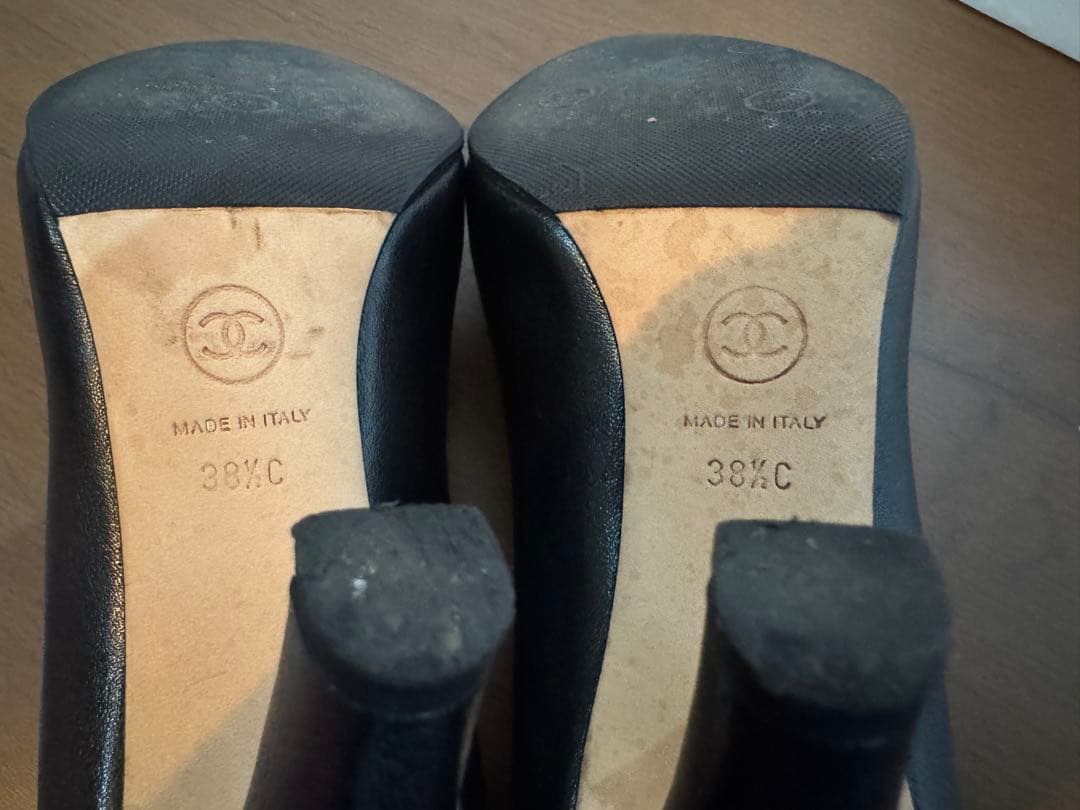 38.5シャネルCHANELパンプス24.5ココマーク黒ブラック