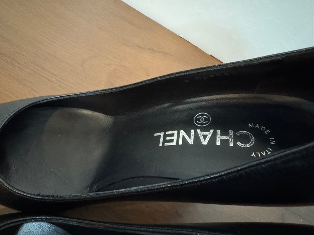 38.5シャネルCHANELパンプス24.5ココマーク黒ブラック