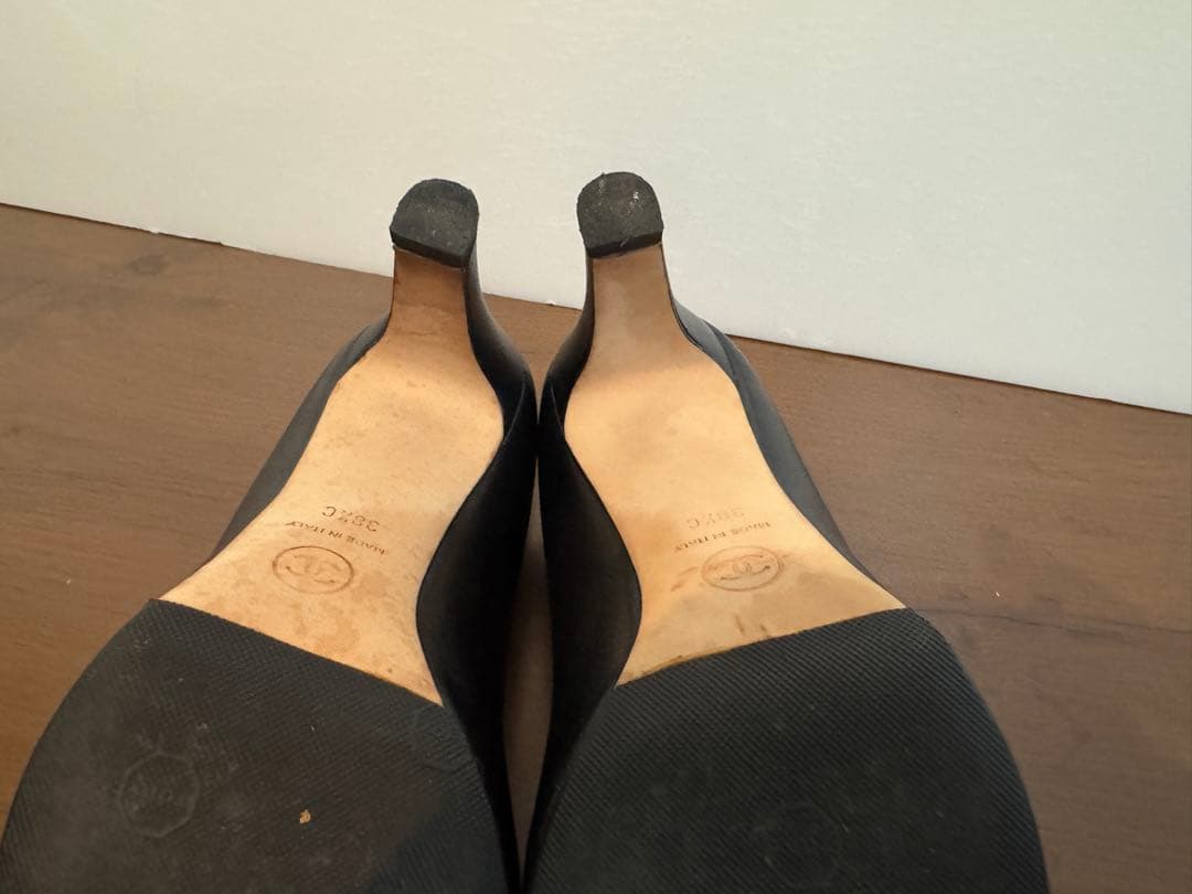 38.5シャネルCHANELパンプス24.5ココマーク黒ブラック