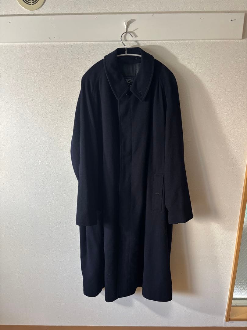 【一枚袖】バーバリー ウール アルパカ コート イングランド製 別注品 ネイビー