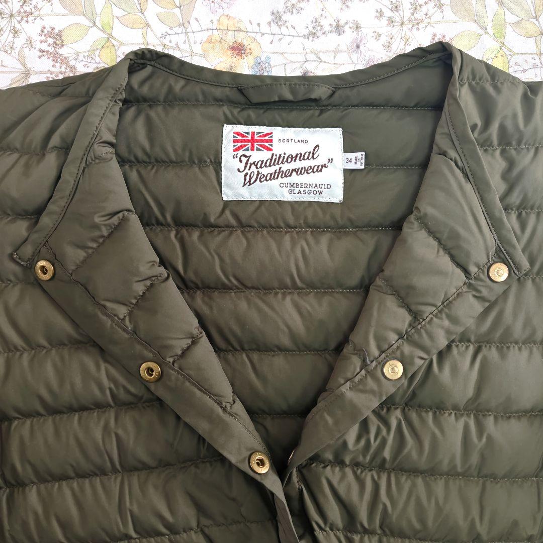 トラディショナルウェザーウェア　ARKLEY　ロングダウン　カーキ　34
