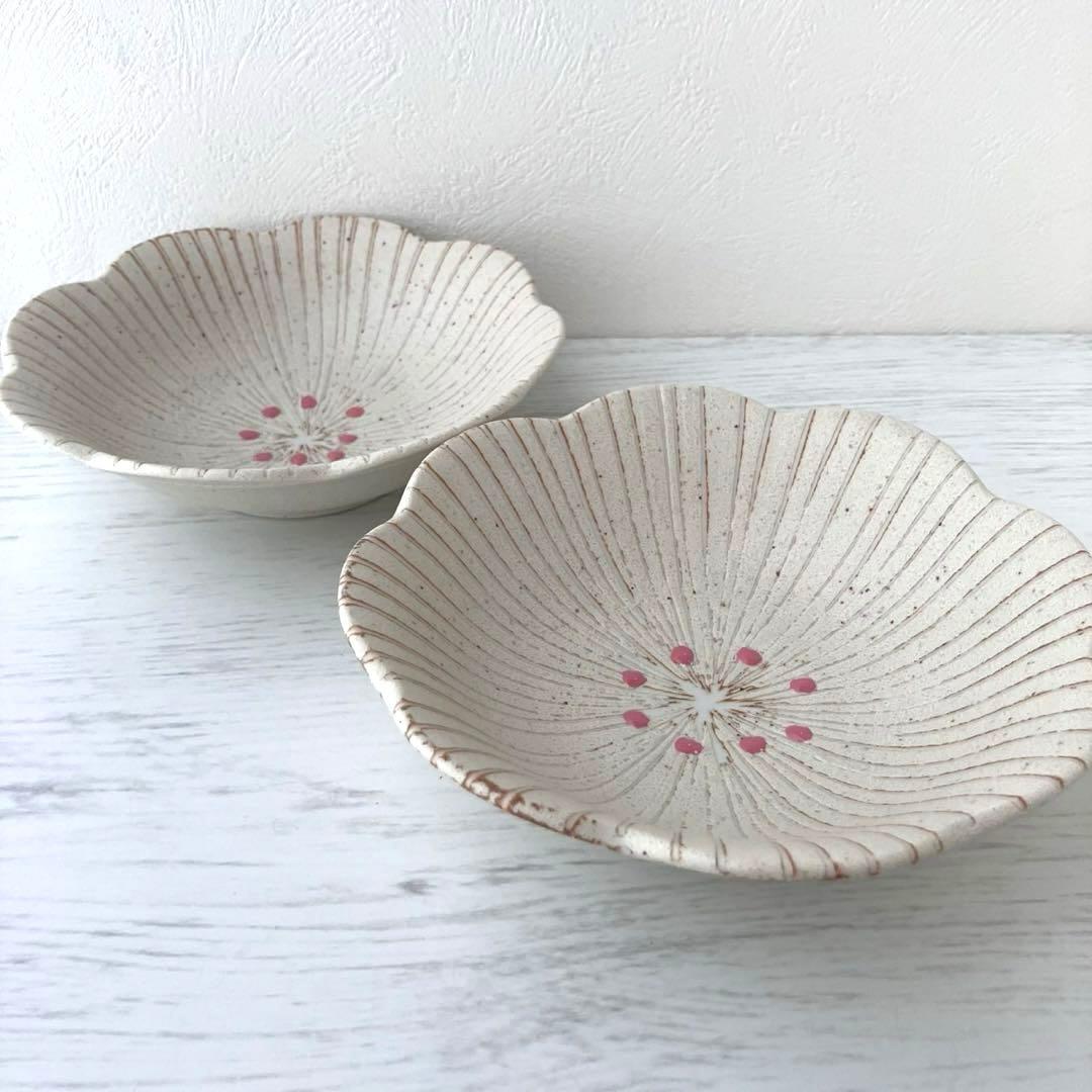 新品2点セット　はなこまち　17cm 浅鉢　白　日本製