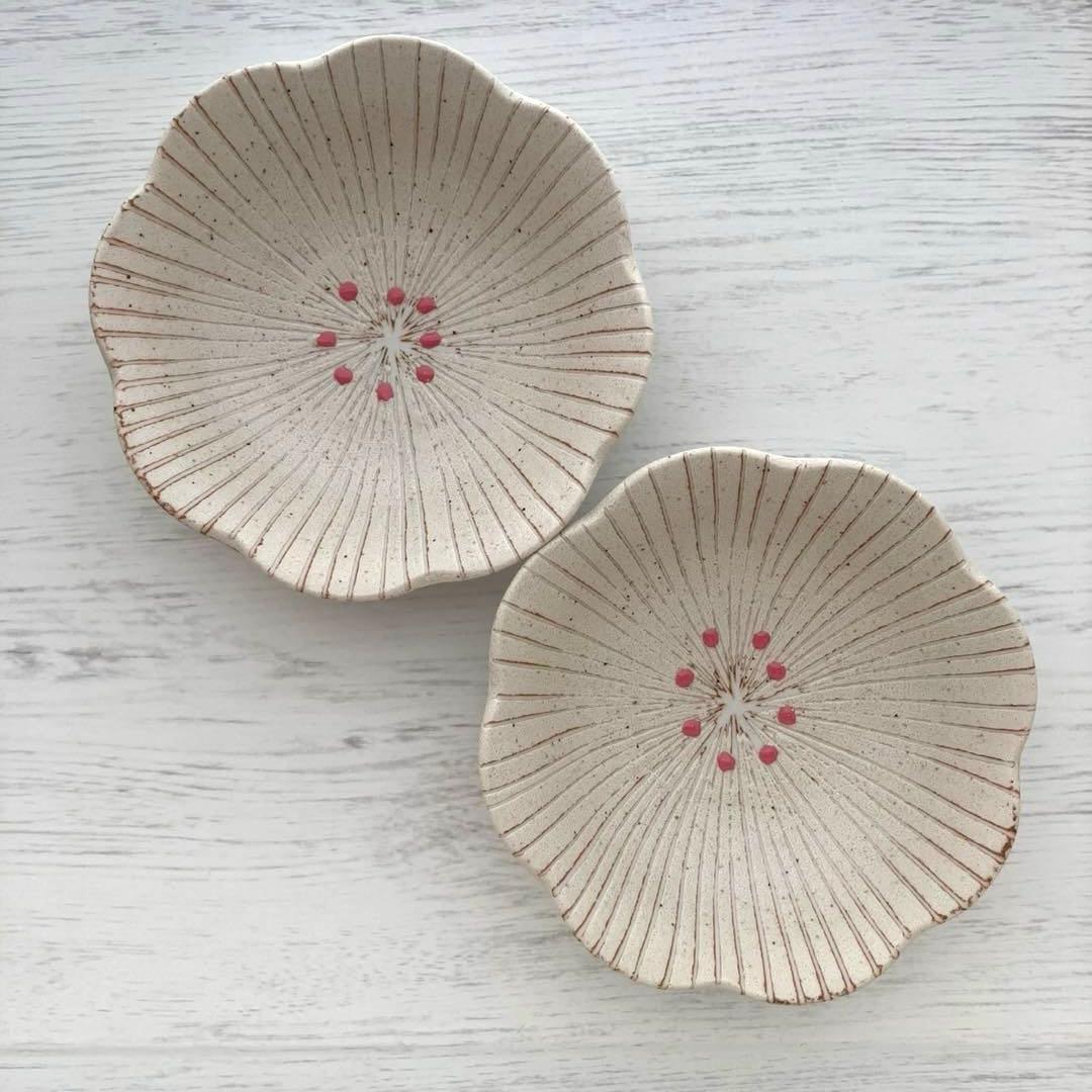 新品2点セット　はなこまち　17cm 浅鉢　白　日本製