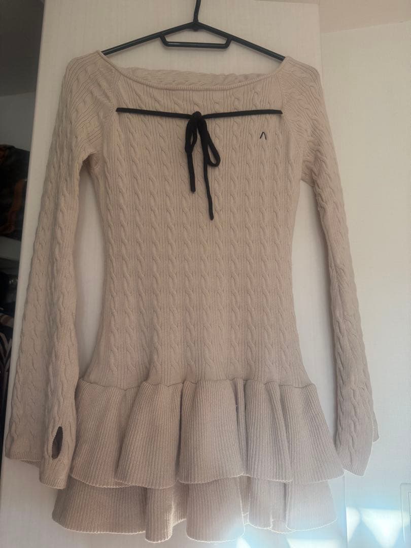 ワンピース andmary Milky frill mini dress beige