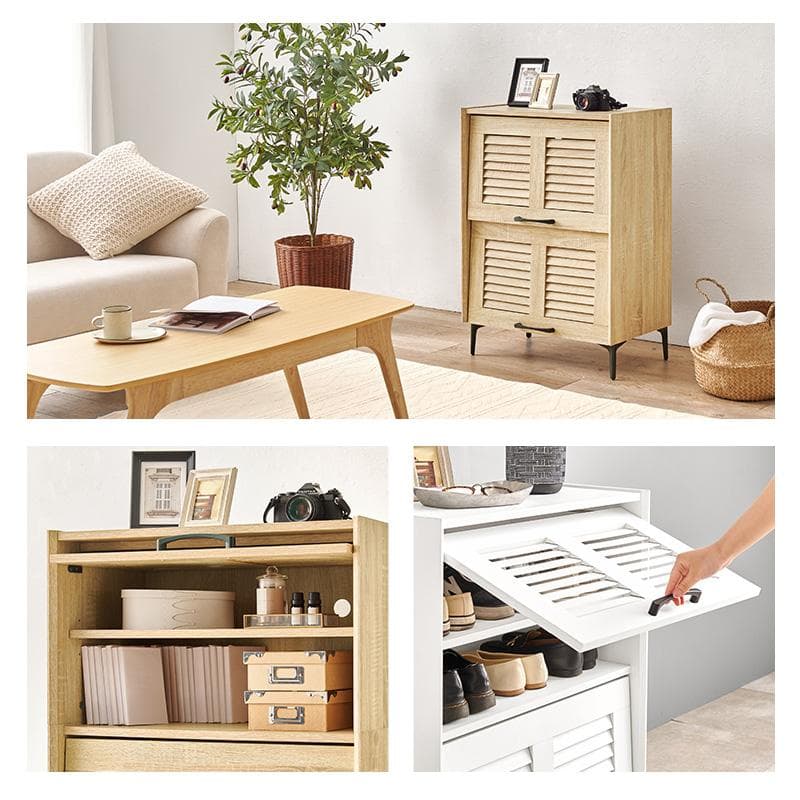 シューズラック 2扉タイプ 幅61cm ホワイト [8094]