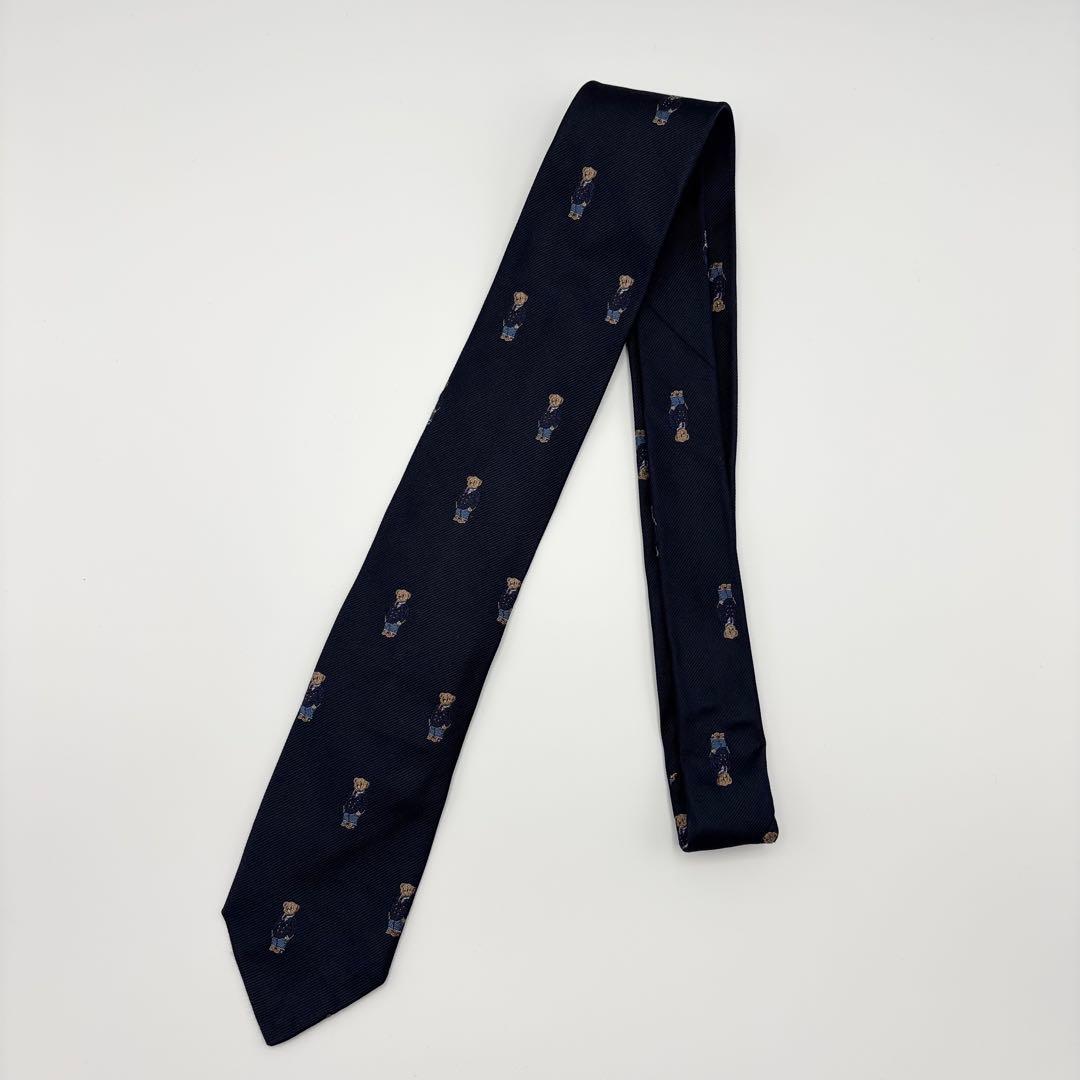 02208 ポロラルフローレン　ポロベア　ネクタイ　ネイビー　ナロータイ