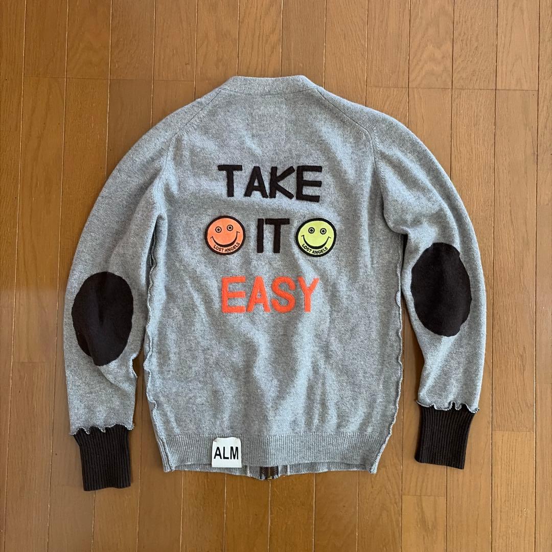 古着 ALM 100%カシミヤ アーガイル カーディガン M