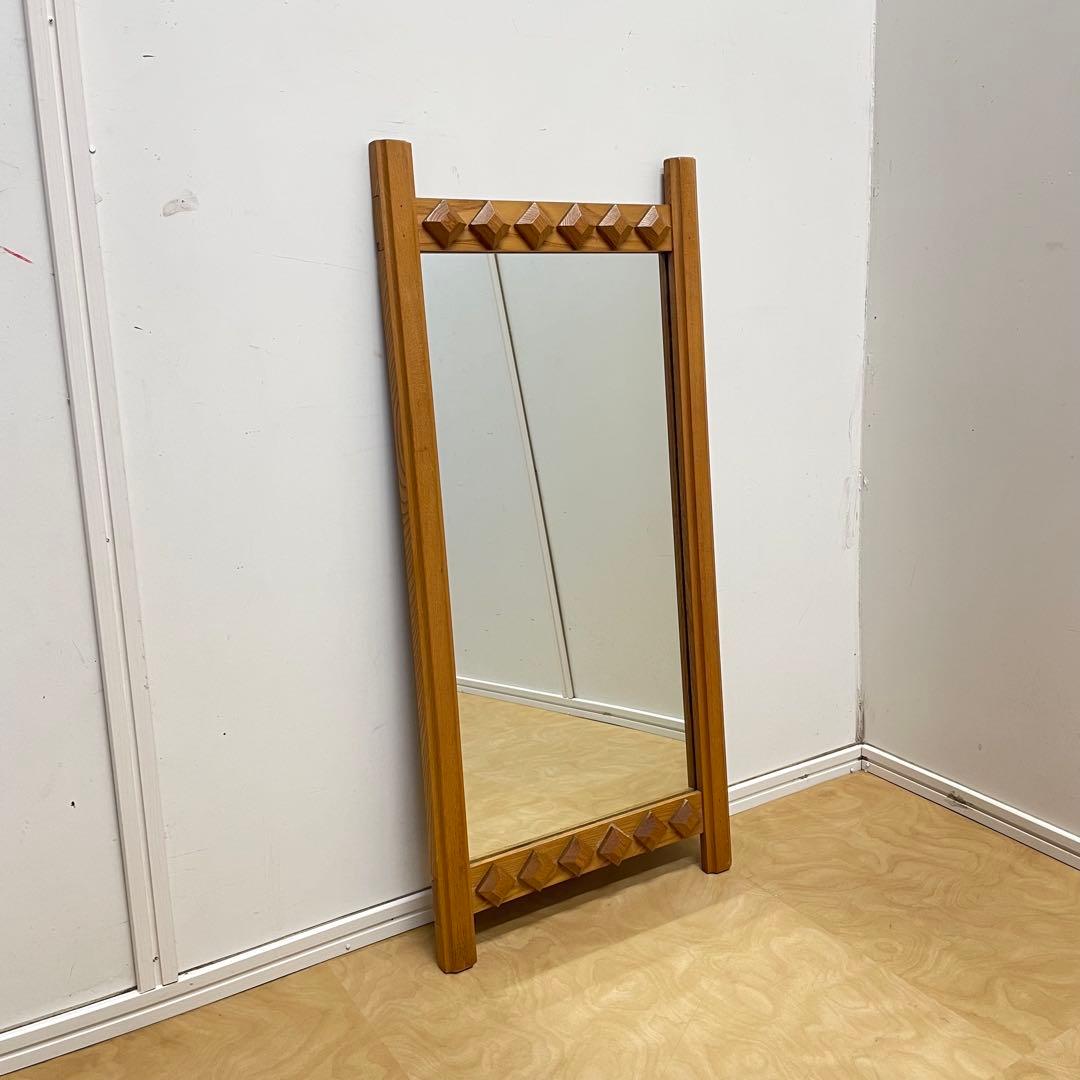 ビンテージ ウォールミラー 木枠ミラー 鏡 壁掛け アンティーク 北欧スタイル