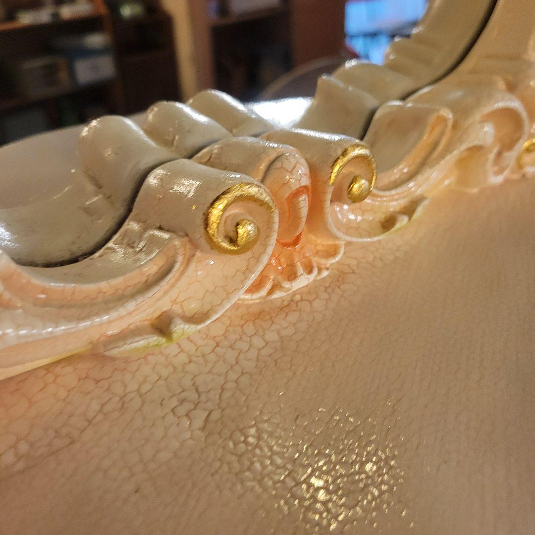 ヴィンテージ調 壁掛けミラー 飾り棚付き ロココ調 アンティーク風 鏡