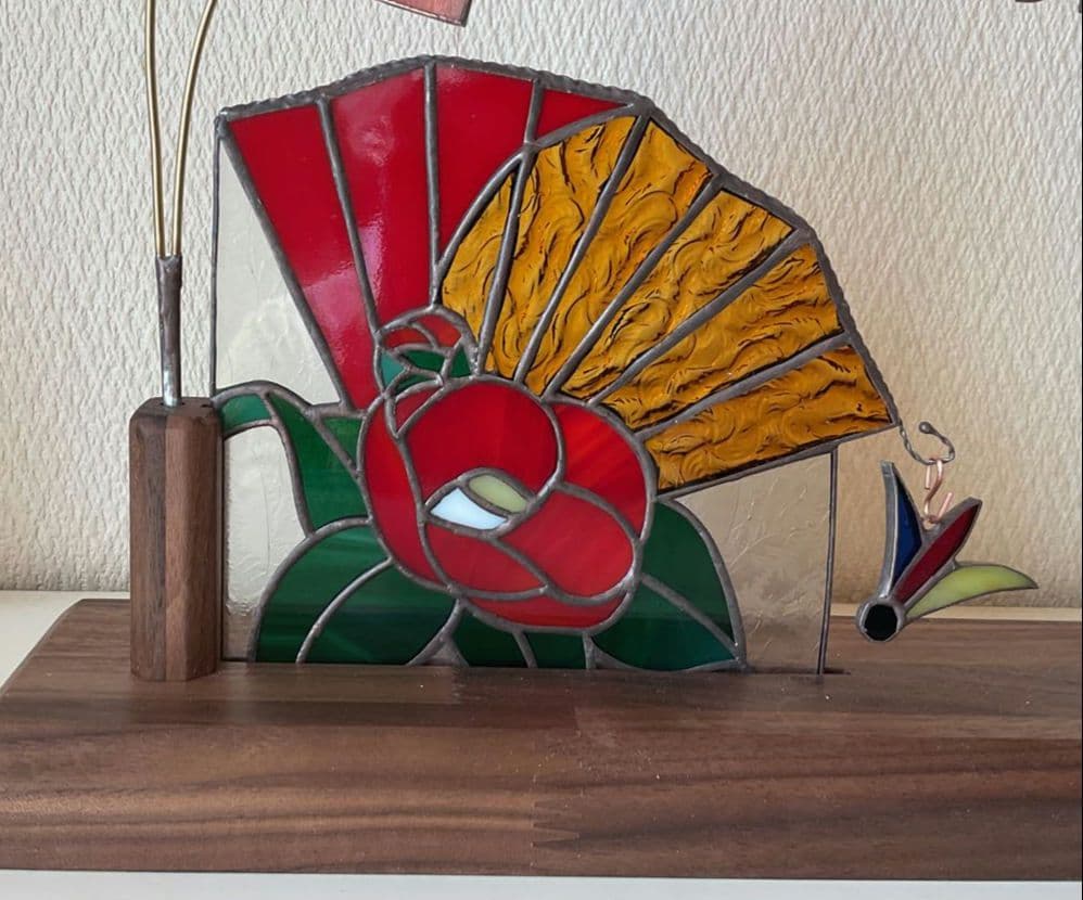 ステンドグラス　お正月飾りとサンタがいっぱい